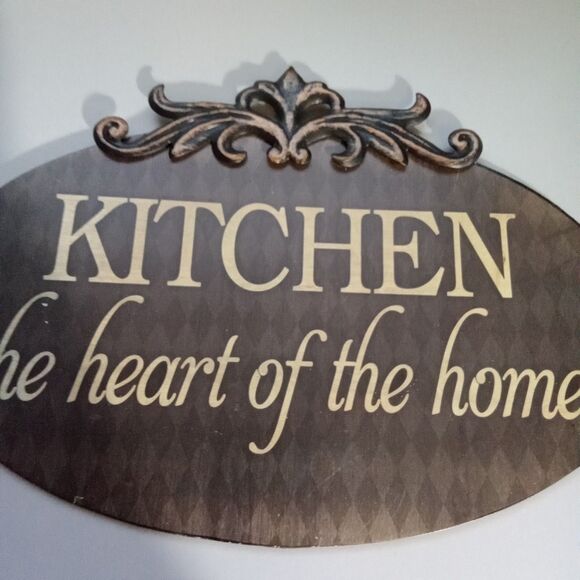 Kitchen‎ Metal Sign " Kitchen The Heart Of The Home" Oval Brown - Picture 2 of 7